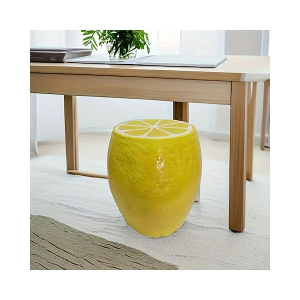 14 in Oversized Resin Yellow Lemon Side Table, Garden Outdoor