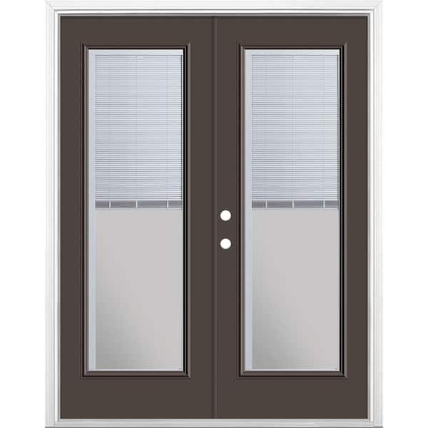 Masonite 60 in. x 80 in. Willow Wood Steel Prehung Right-Hand Inswing Mini Blind Patio Door with Brickmold