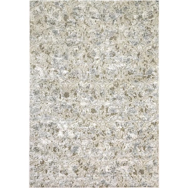Dynamic Rugs Chateau 2 ft. 2 in. x 7 ft. 7 in. Beige/Blue Modern Shrink Polyester/Viscose Indoor Area Rug
