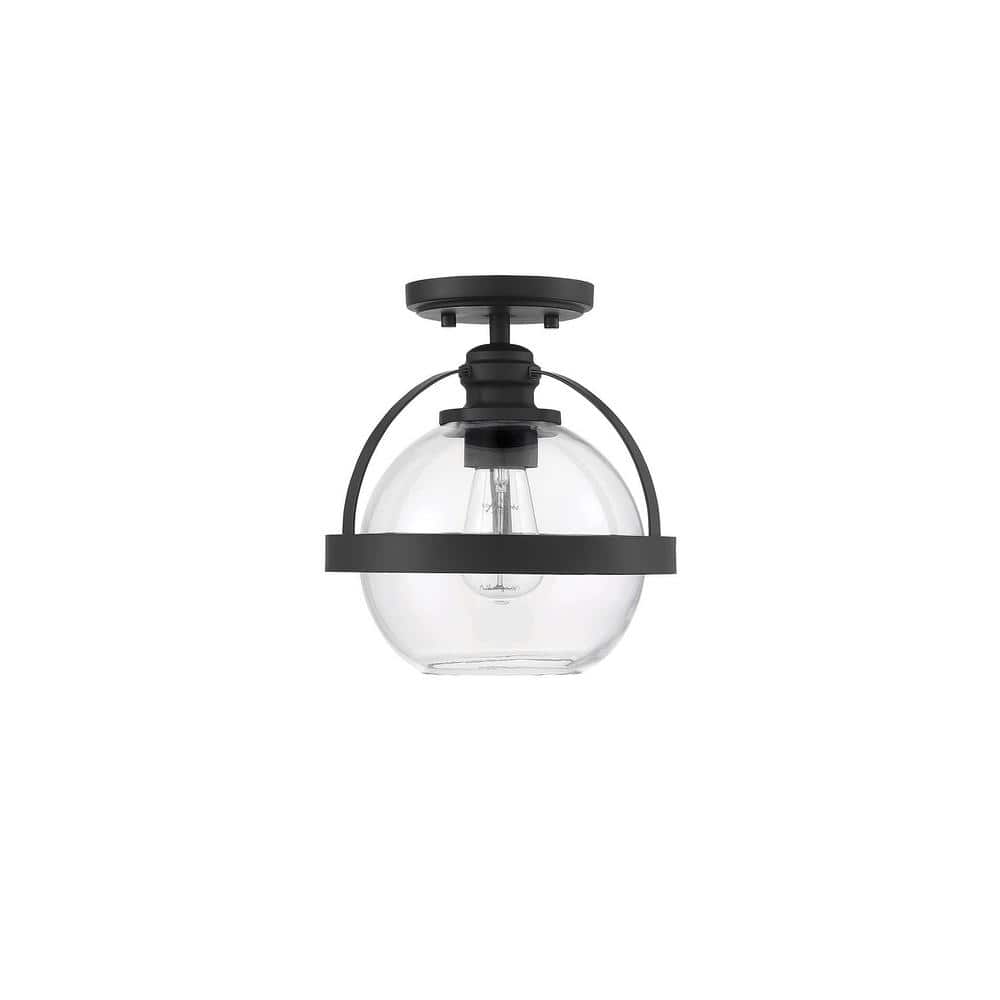 Matte Black Glass Semi-Flush Mount Ceiling Light