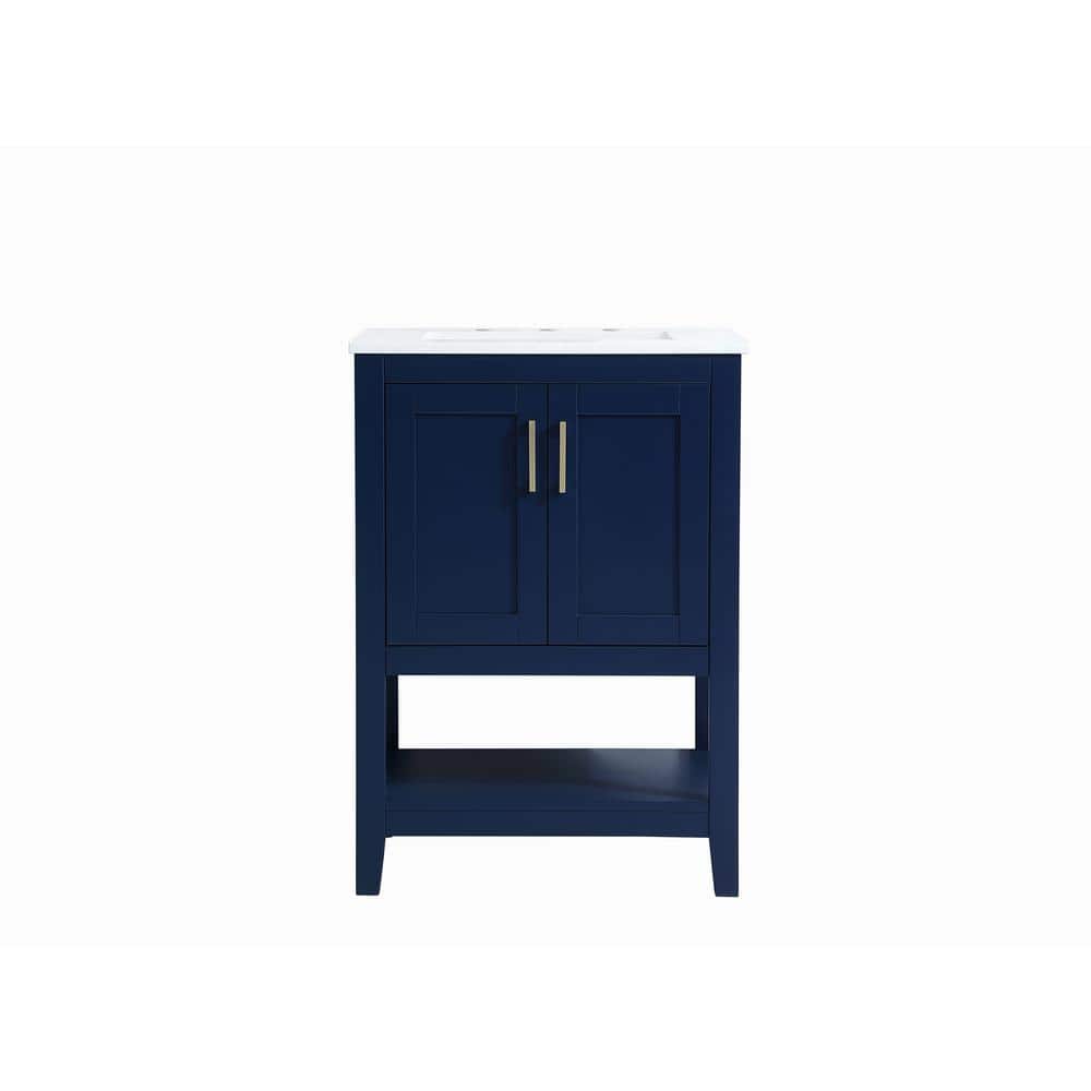 Timeless Home 24 in. W x 19 in. D x 34 in. H Single Bathroom Vanity in Blue