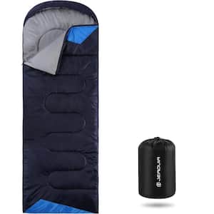 Single Polyester Waterproof Sleeping Bag for Camping, Hiking, Outdoor Travel with Compression Bag in Navy Blue