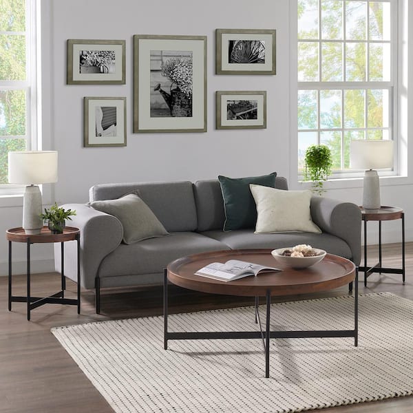 Alaterre Furniture Brookline 42 in. Chestnut Round Wood Coffee Table and Two 20 in. End Tables 3-Piece Set