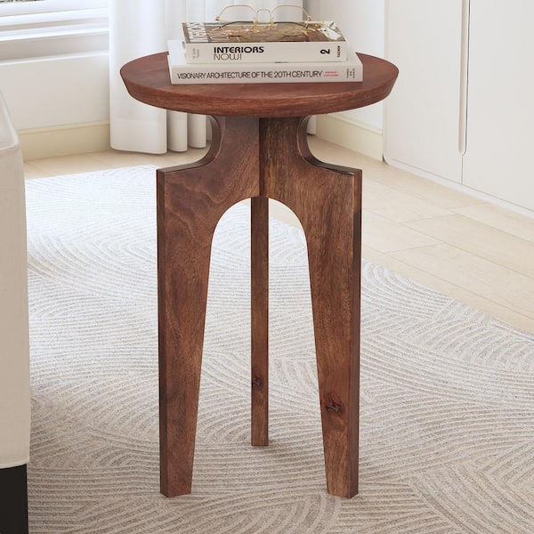 CHRISTOPHER KNIGHT HOME Sequoia 16 in. Round Side End Table, Mango Wood, Honey