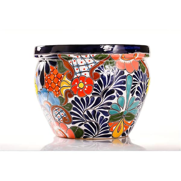 Talavera 12.5 in. W x 16 in. H Indoor Ceramic Large Francesa Planter