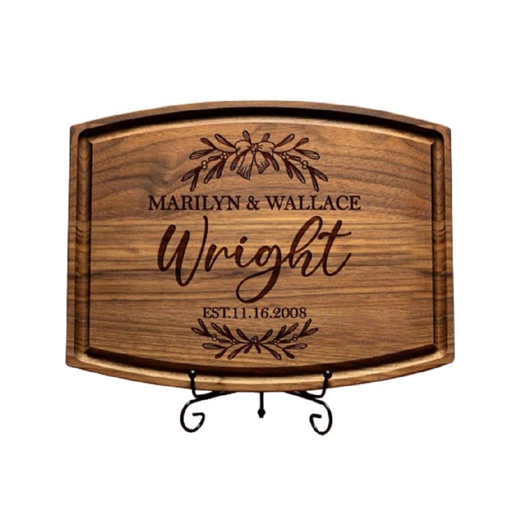 Medium 9 in. x 12 in. Rectangular Wood Edge Grain Engraved Cutting Board Id