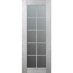 Vona 10 Lite 36 in. x 84 in. No Bore Solid Core Frosted Glass And Ribeira Ash Wood Composite Interior Door Slab