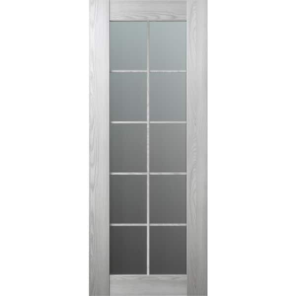 Belldinni Vona 10-Lite 24 in. x 96 in. No Bore Solid Core Frosted Glass and Ribeira Ash Wood Composite Interior Door Slab