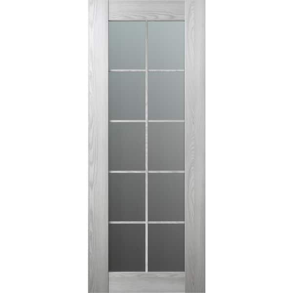 Belldinni Vona 10 Lite 32 in. x 96 in. No Bore Solid Core Frosted Glass And Ribeira Ash Wood Composite Interior Door Slab