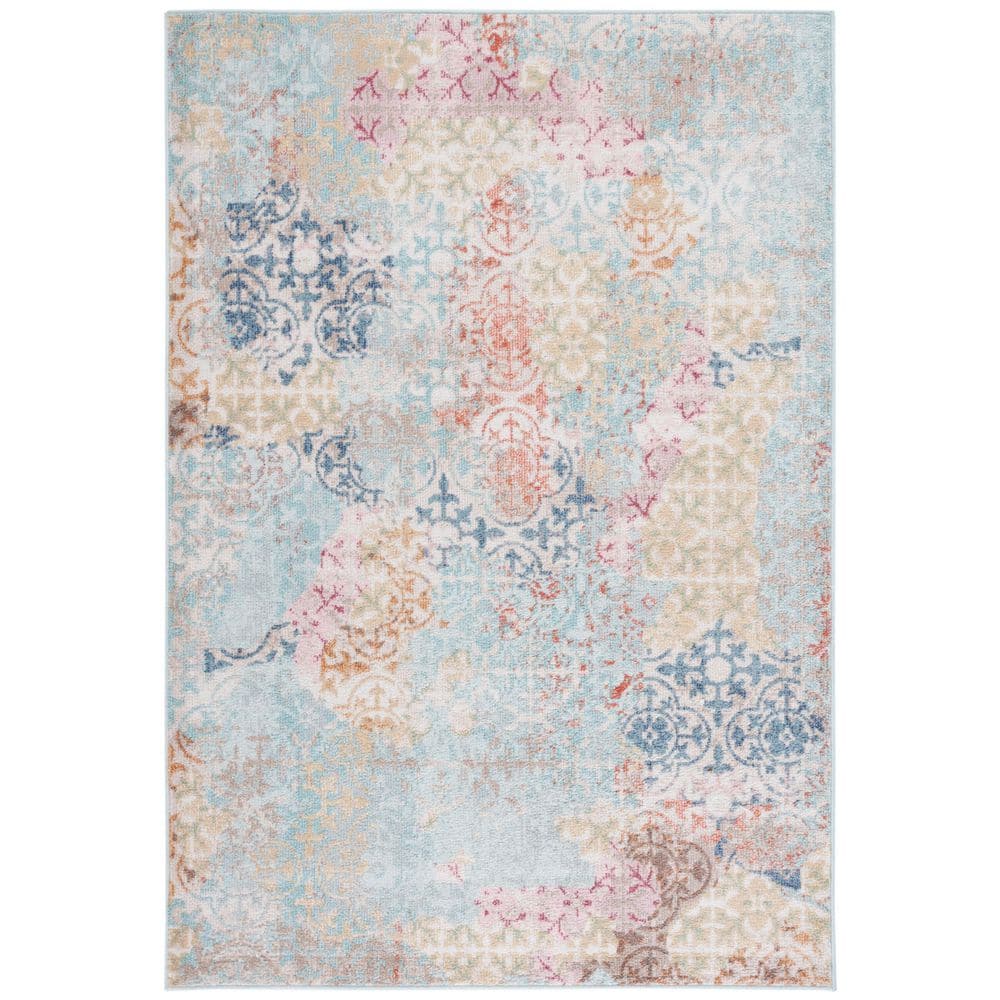 Phoenix 5 ft. x 8 ft. Blue/Rust Distressed Ornate Area Rug price history on PriceWatchPro