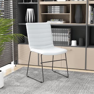 Ergonomic Office Chair Upholstered Guest Side Chair with Powder-Coated Stainless Steel Base Zylar Series in White