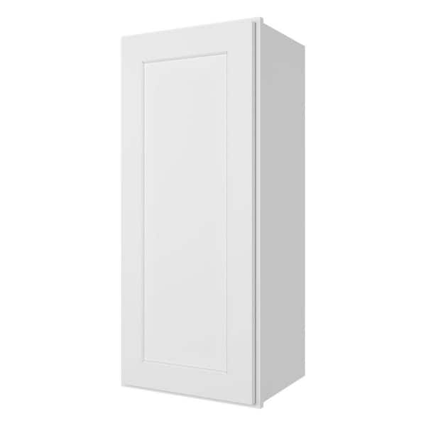 HOMEIBRO Newport Shaker White Ready to Assemble Wall Cabinet with 1-Door 2-Shelves (15 in. W x 30 in. H x 12 in. D)