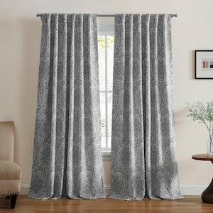 Giovanni Gray Polyester Blend Medallion 52 in. W x 95 in. L Rod Pocket/Back-Tab Indoor Blackout Curtain (Single Panel)