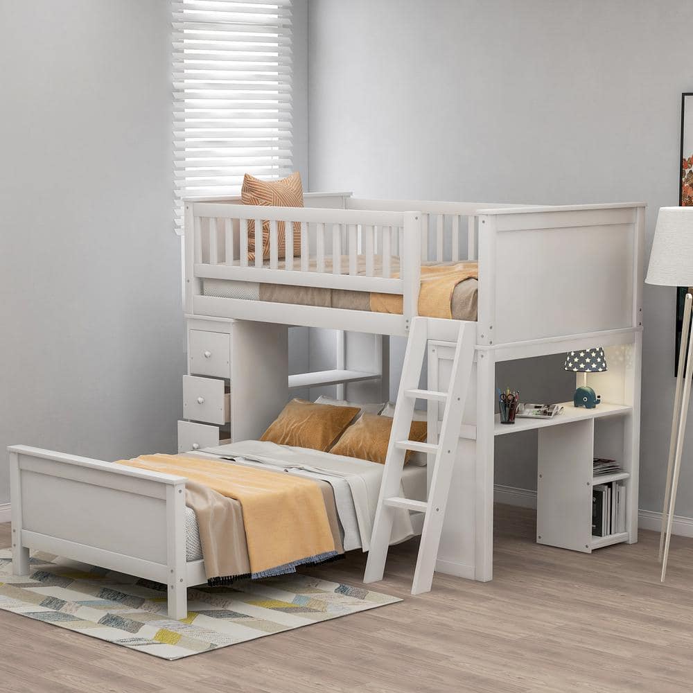 White Twin Over Bed With Drawers, Wayfair Bunk Beds Twin Over Twin