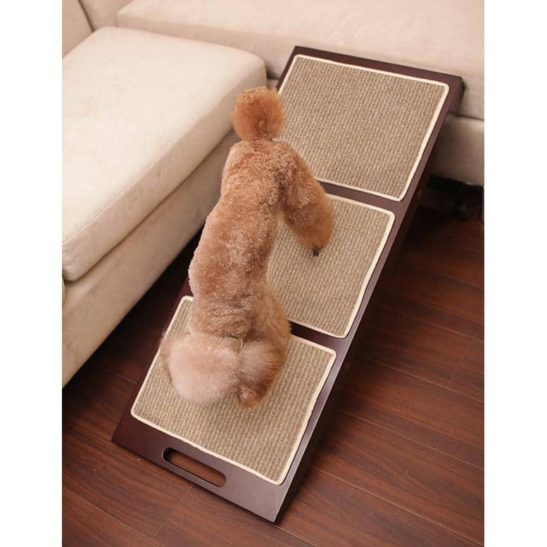 Espresso Adjustable Wooden Collapsible Pet Ramp with Rubber Soles
