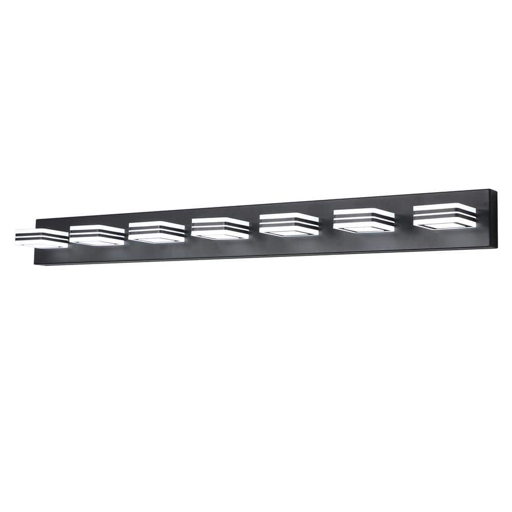 45.3 in. 7-Light Acrylic Matte Black Bathroom Vanity Lights, LED Modern Bla