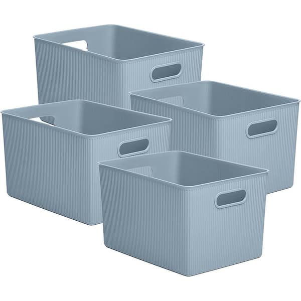 23 Qt. Plastic Storage Bin, Set of 4, Stone Blue