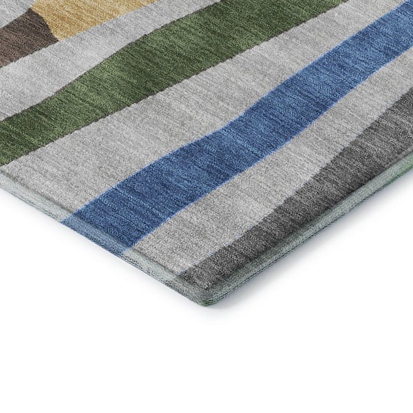 Mayfield Premium Machine Washable Abstract AMF2188 Green 8 ft. x 10 ft. Area Rug