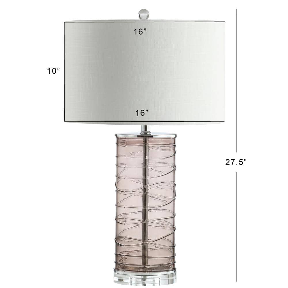 Smoky Gray Glass Cylinder LED Table Lamp Set with Drum Shades