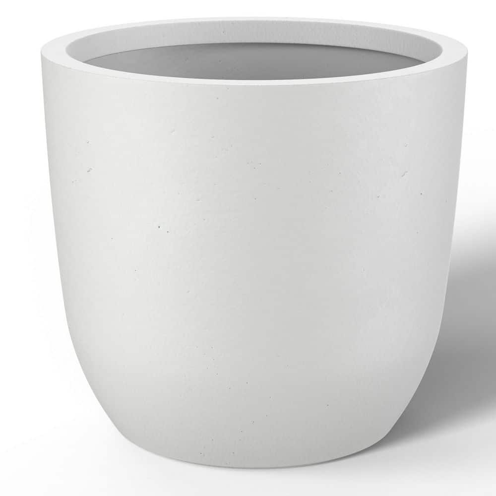 17 in. Large Crisp White(Enhanced Interior) Concrete Round Planter / Pot with Drainage Holes price history on PriceWatchPro
