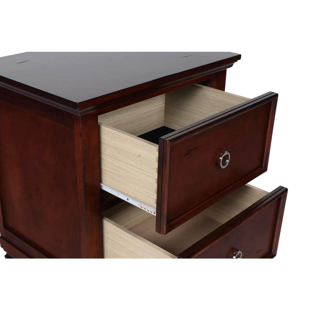 Tamarack Brown Cherry Solid Wood 2-Drawer Nightstand