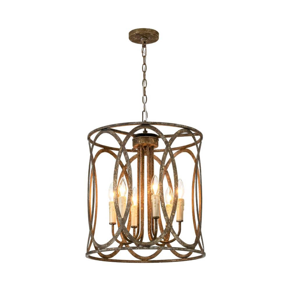 Amia 4-Light 18-in. Industrial Antique Rust Drum Pendant Light with Hollow Iron Shade and Adjustable Chain price history on PriceWatchPro