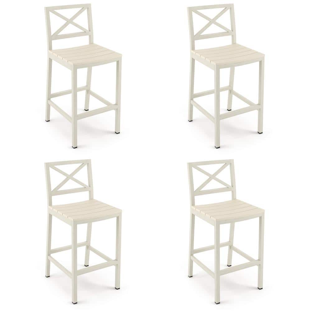 Humphrey 26 in. Beige Aluminum Plastic Outdoor Bar Chairs Outdoor Bar Stool Set of 4 price history on PriceWatchPro