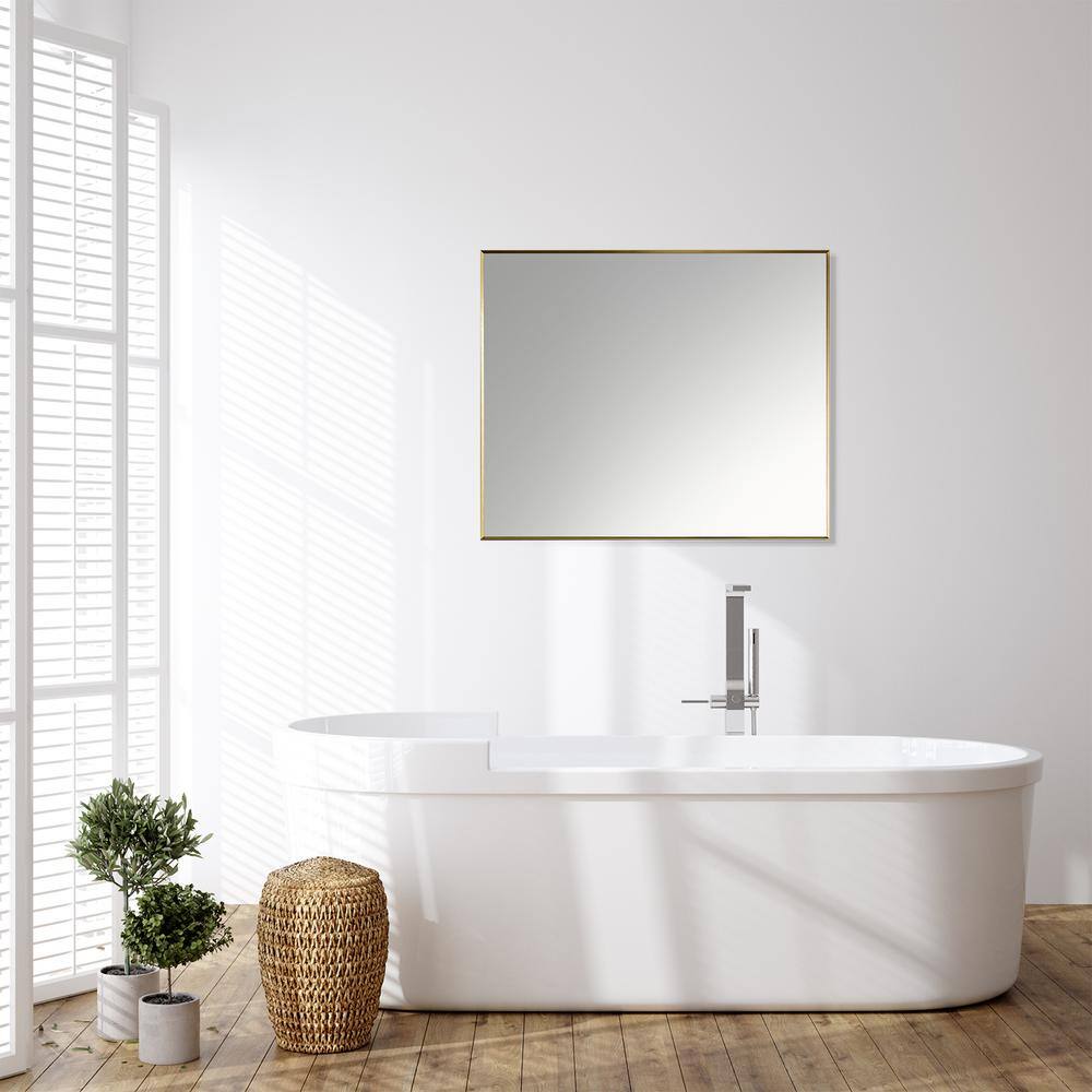 Elegant Rectangular 36" Brushed Gold Aluminum Vanity Mirror