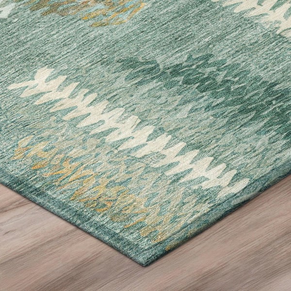 Chantille Machine Washable Indoor/Outdoor Abstract ACN2937 Aqua 10 ft. x 14 ft. Area Rug