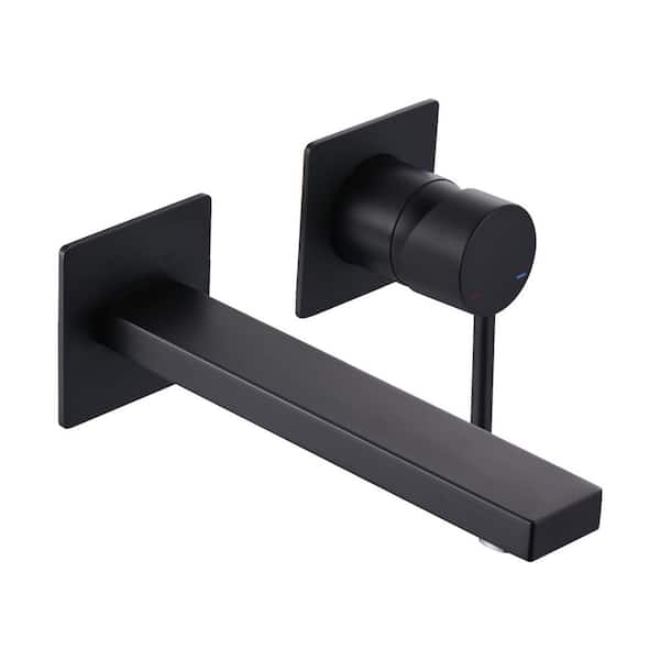 Single Handle Wall Mounted Bathroom Faucet in Matte Black