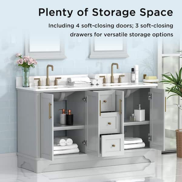 Glacier Bay Eastwood 61 in. Double Sink Freestanding Bath Vanity