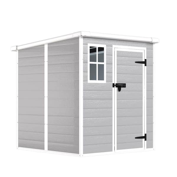 6 ft. W x 6 ft. D Outdoor Gray Resin Storage Shed with Lockable Door and Windows (36 sq. ft. )