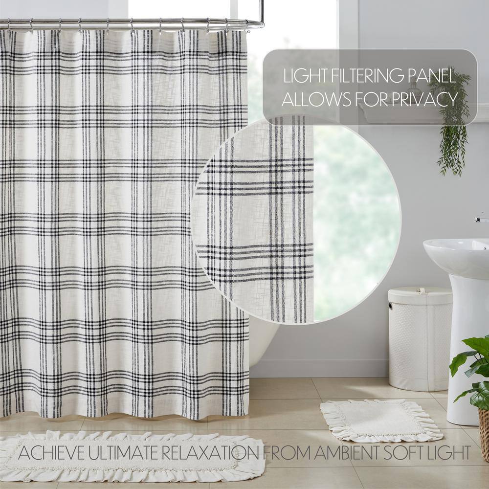 Black and White Plaid Cotton Shower Curtain 72x72