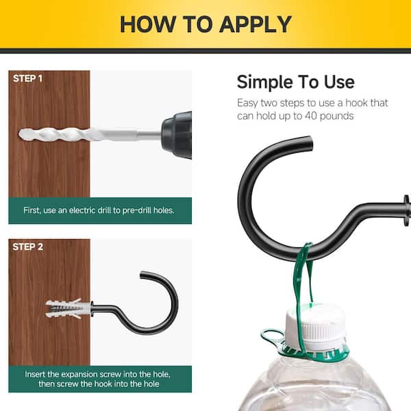 cup hook weight capacity KORCCI Suction Hooks 12Pack The single head lets you keep cups and planters within reach OOK 534268 2-1/4 in. Black