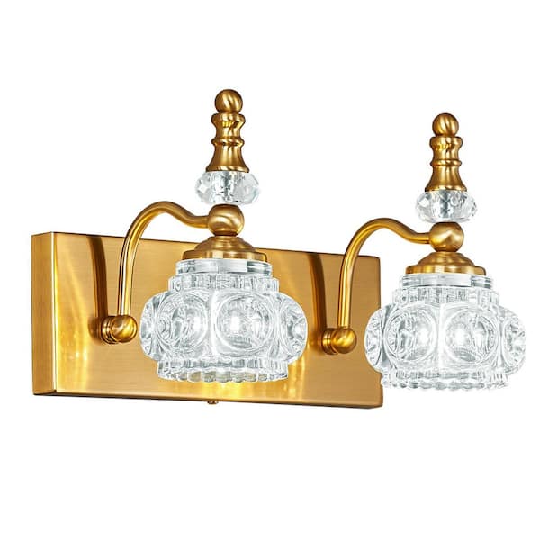 Home Lighting Fixture Width 11.81" In. " 2-light Gold Modern Glass Crystal Vanity Light-Vintage For Bathroom(JW-493)