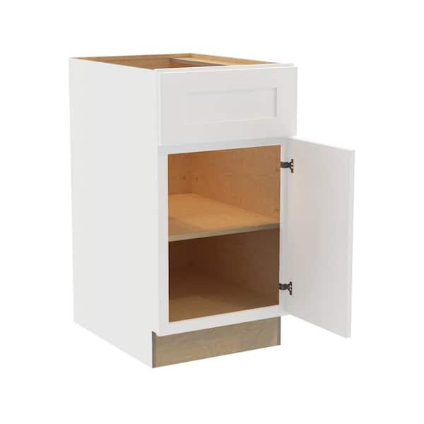 Newport 18 in. W x 21 in. D x 34.5 in. H Assembled Plywood Base Bath Cabinet in Pacific White with Soft Close RH