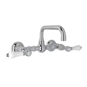 Acqui Double Handle Wall Mounted Faucet in Polished Chrome