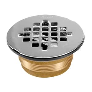 Round No-Caulk Brass Shower Drain with 4-1/2 in. Round Snap-In Stainless Steel Drain Cover