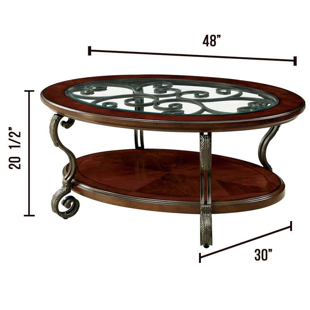 William's Home Furnishing May 48 in. Brown Cherry Large Oval Glass ...