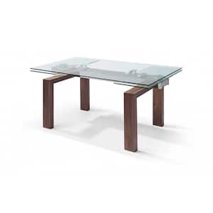 Danielle Wood Glass 63 in. 4 Legs Dining Table (Seats 6)