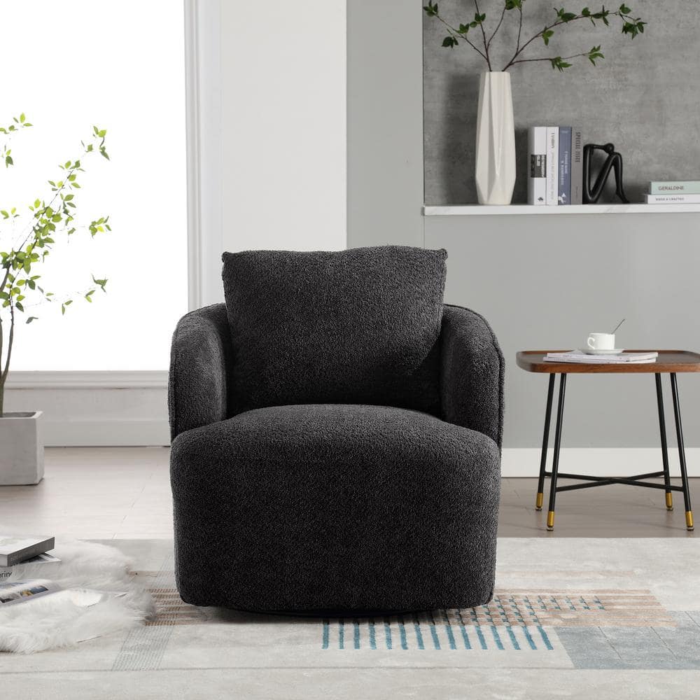30.3 in. W Charcoal Boucle Upholstered Swivel Accent Chair for Living Room 