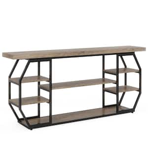 Turrella 71 in. Gray Rectangle Engineer Wood Console Table, Rustic Extra Long Sofa Table Behind Couch Entryway Table