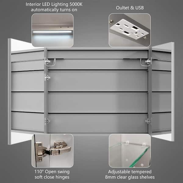 Anceline Surface Mount Medicine Cabinet with Mirror and 9 Fixed Shelves