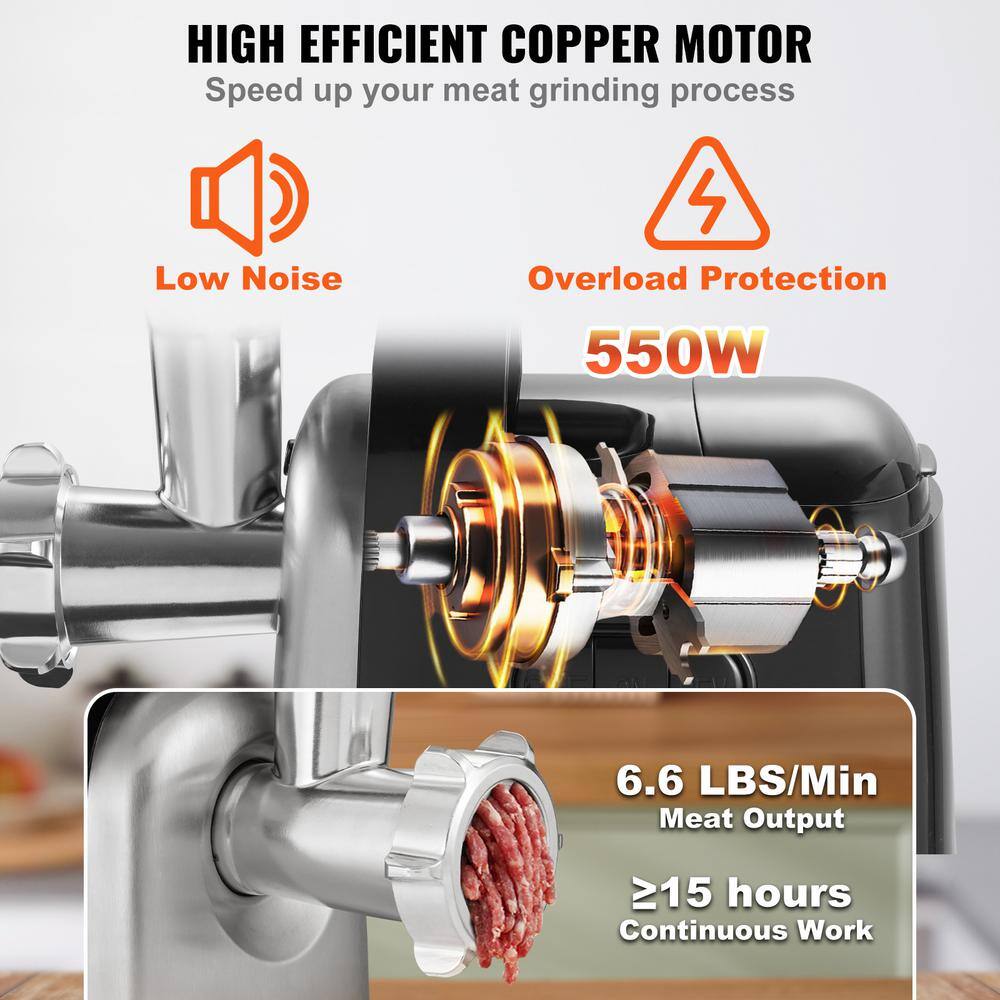 Heavy Duty Black Stainless Steel Electric Meat Grinder with Sausage Stuffer