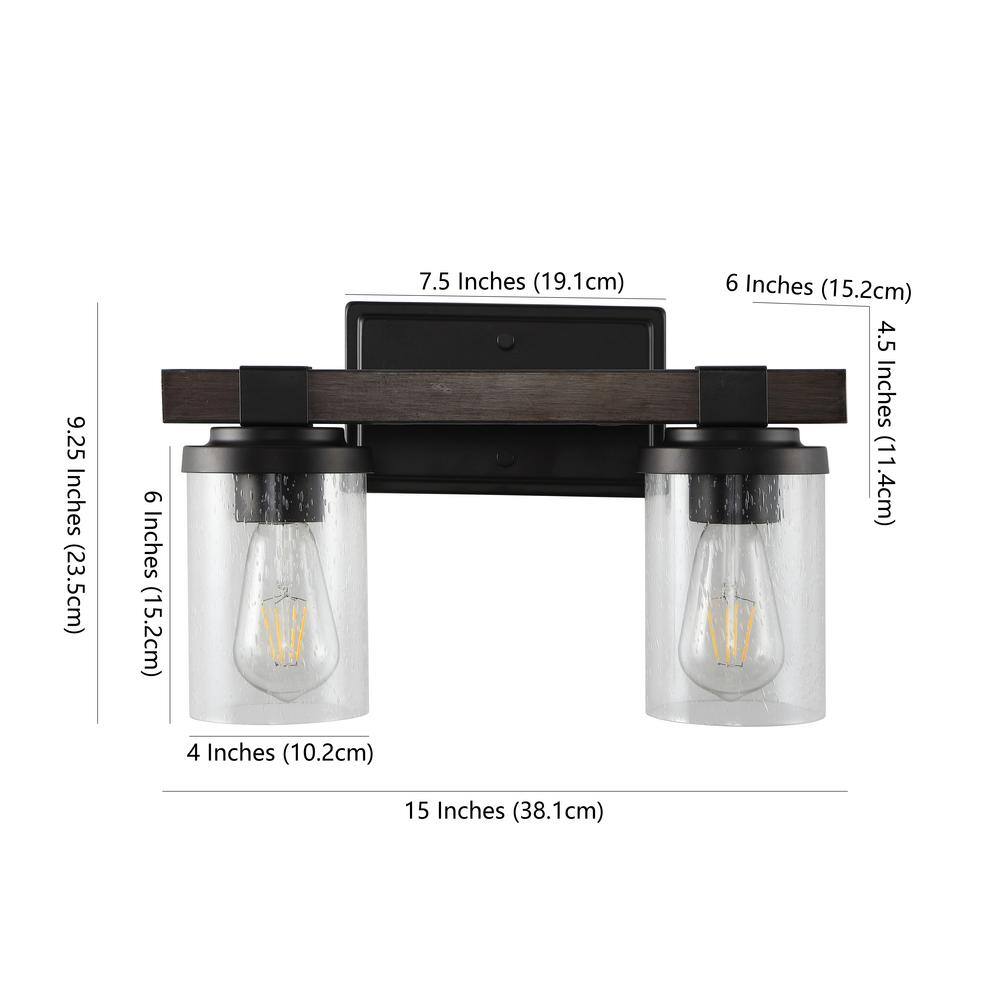 Bungalow 15" Oil-Rubbed Bronze Glass Vanity Light