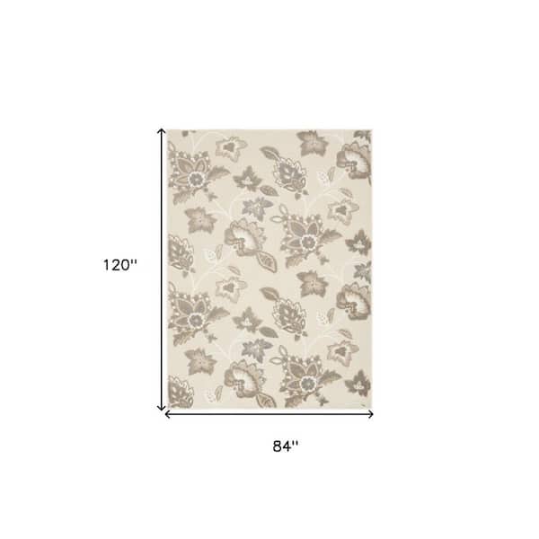 Beige 7 ft. x 10 ft. Woven Polypropylene Rectangle Indoor/Outdoor Area Rug