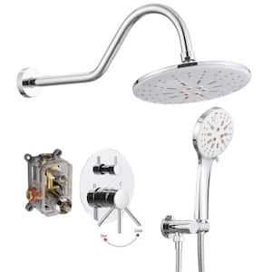 Single Handle 3 Spray Rain Shower Head Round Shower Faucet 2.5 GPM With High Pressure in Polished Chrome(Valve Included)