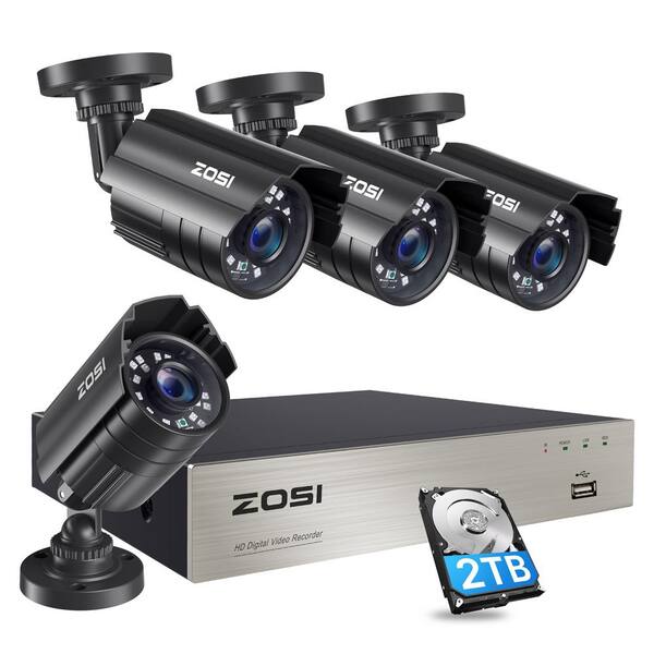 ZOSI 8-Channel 1080p 2TB DVR Security Camera System with 4 Wired Bullet Cameras