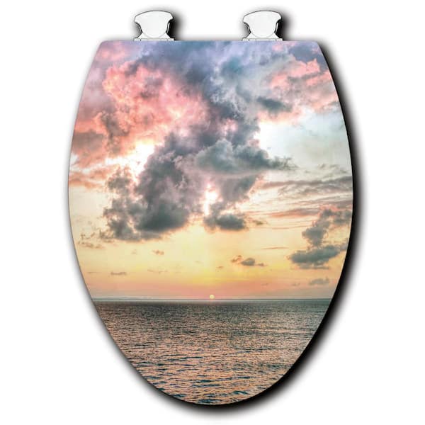 Unbranded Sunset Passion Elongated Closed Front Toilet Seat in White