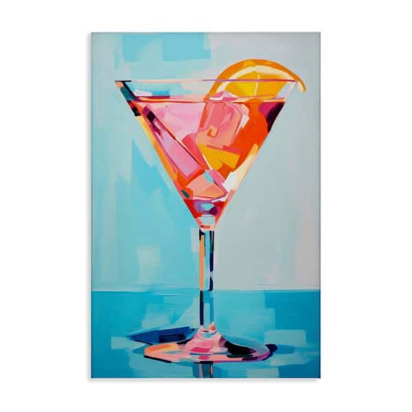 Stupell Industries Blue and Pink Martini by LSR Design Studio Unframed Food Graphic Art Print 30 in. x 20 in.